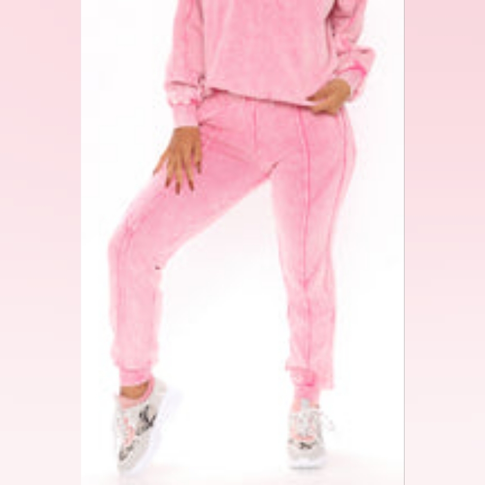 New Fashion Nova Ask Me Anything Matching Sweatshirt Hoodie & Jogger Set Pink 1X - Picture 8 of 10